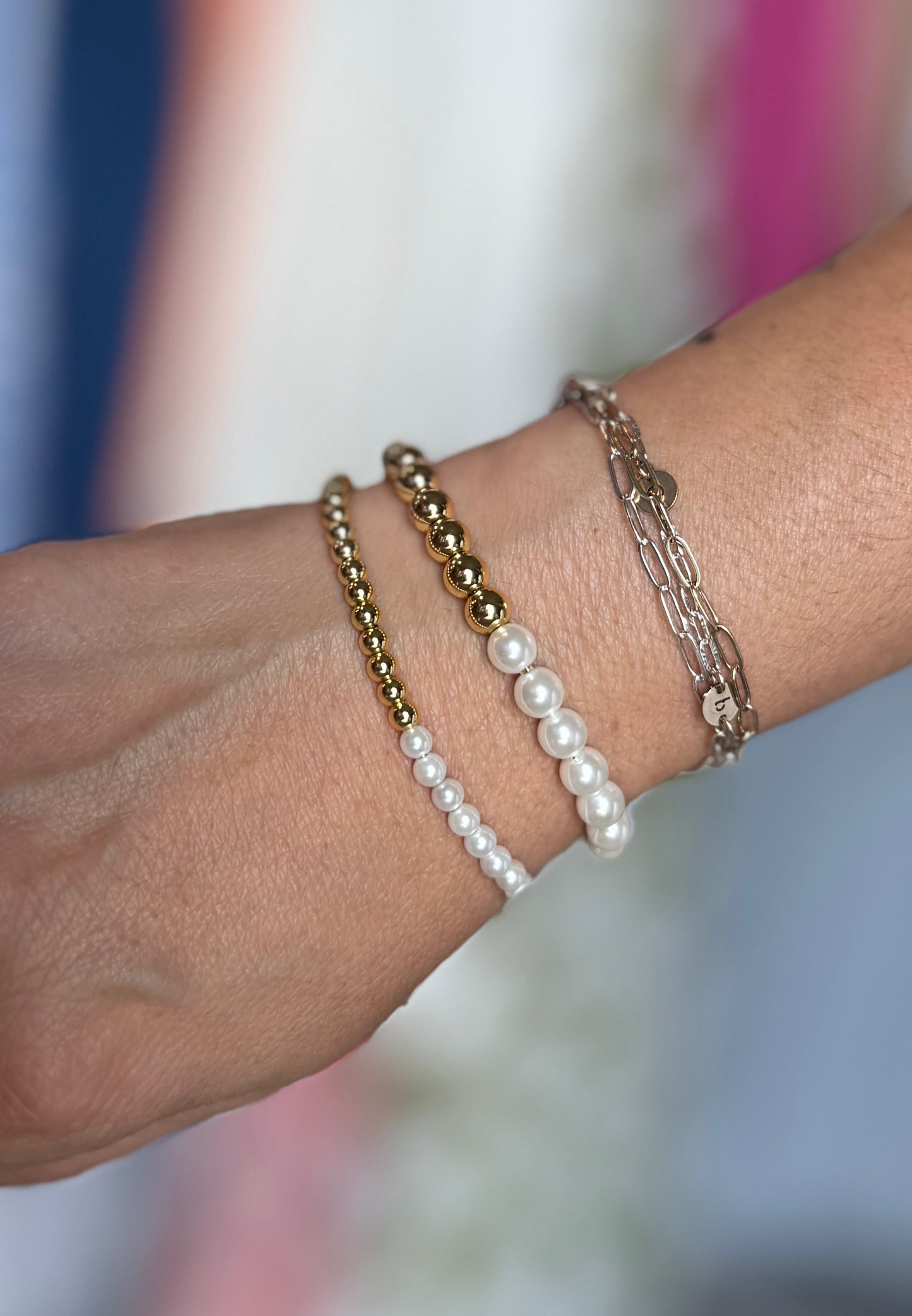 Pearl Slip Bracelet - Gold