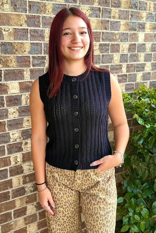 Ivy Sleeveless Button Down Cardigan