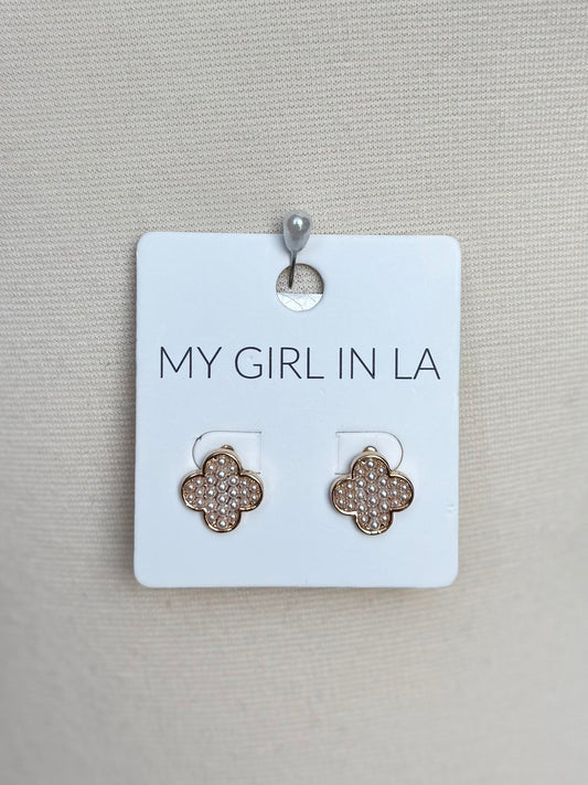 Amanda Pearl Cluster Earrings - Gold