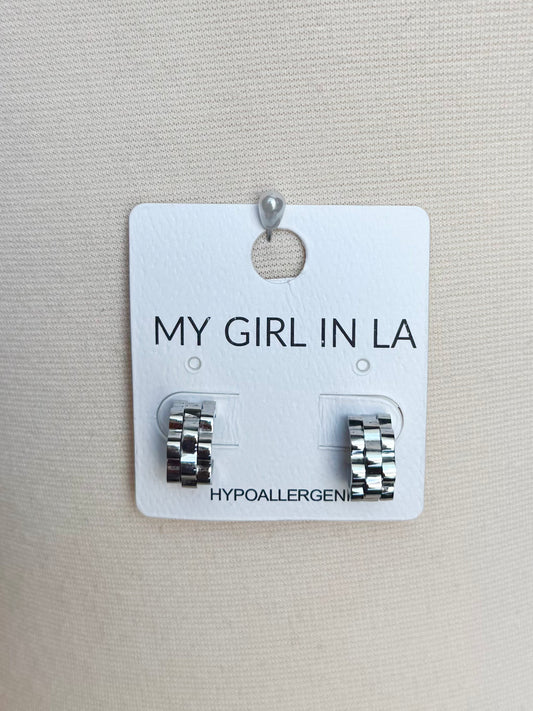 Watch Band Earrings - Silver